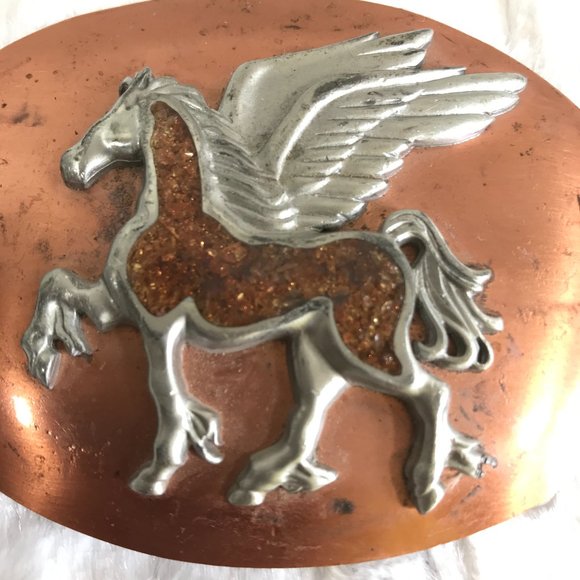 Vintage nickel silver bell belt buckle copper main image 8